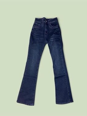 SHEIN Dark Blue High-Rise Flare Jeans